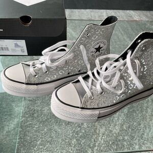 Converse  Lift Silver and White High-Top Sneakers